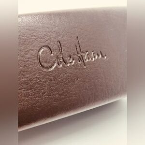 Cole Haan dark brown faux leather large sunglass case unisex